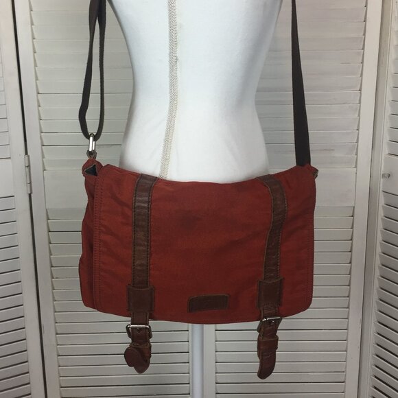 Fossil Other - Fossil Issue 1954 Rust-Orange Canvas Leather Crossbody Messenger Bag Unisex